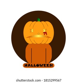 Halloween pumpkin sad face and scary eyes for party night. Halloween pumpkin design vector display