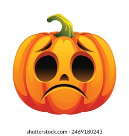 Calabaza de Halloween con cara triste. Ilustración de personaje de dibujos animados de Vector