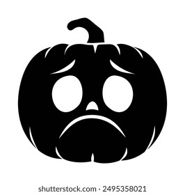 Halloween pumpkin with a sad face. Vector cartoon character silhouette illustration