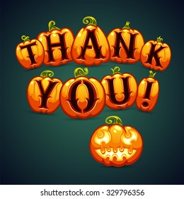 Halloween Pumpkin Says Thank You. Greeting Card. Clipping paths included in jpg format.