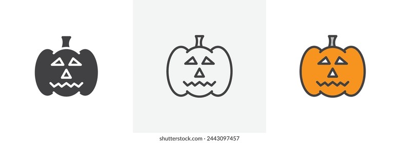 Halloween Pumpkin and Scary Decor Icons. Festive Jack-o'-Lantern and Autumn Celebration Symbols.