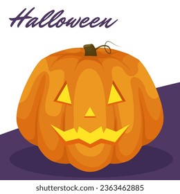 Halloween pumpkin with a scary face