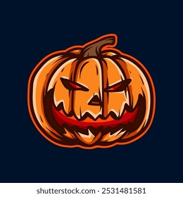 halloween pumpkin scary face art style sketch classic vintage design illustration