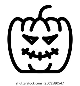 Halloween pumpkin with scary face - flat halloween icon symbol