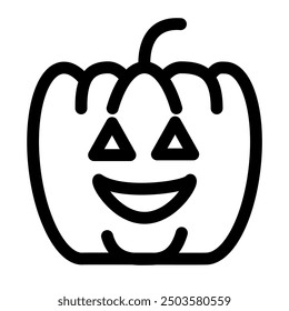 Halloween pumpkin with scary face - flat halloween icon symbol