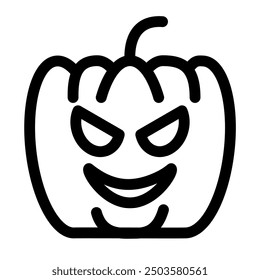 Halloween pumpkin with scary face - flat halloween icon symbol