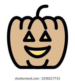 Calabaza de Halloween con cara de miedo - símbolo de icono de halloween plano