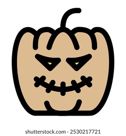 Calabaza de Halloween con cara de miedo - símbolo de icono de halloween plano