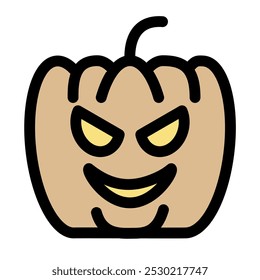 Calabaza de Halloween con cara de miedo - símbolo de icono de halloween plano