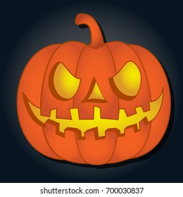 Halloween Pumpkin with scary face isolated on dark background