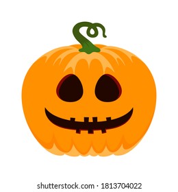 halloween pumpkin with scary face on white background, vector cartoon Illustration, halloween pumpkin isolated, pumpkin head