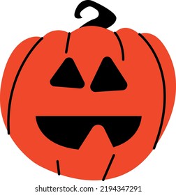 Halloween pumpkin with scary face on white