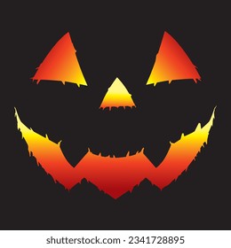 Halloween pumpkin with scary face on black background, T shirt, poscard, poster, design, Vector illustration cartoon EPS images. 