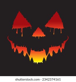 Halloween pumpkin with scary face on black background, T shirt, poscard, poster, design, Vector illustration cartoon EPS images. 