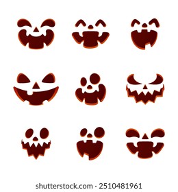 Halloween pumpkin with a scary face on a white background. Vector cartoon illustration.