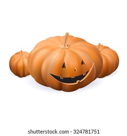 Halloween pumpkin with scary face on a white background vector realistic isolated