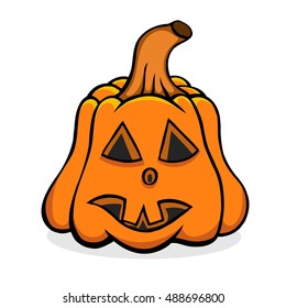 Halloween pumpkin with scary face on white. Vector illusrtration