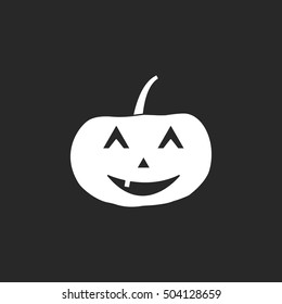 Halloween pumpkin with scary face sign silhouette symbol icon on background