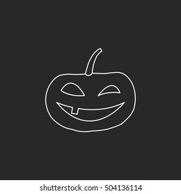 Halloween pumpkin with scary face sign line symbol icon on background