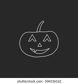 Halloween pumpkin with scary face sign line symbol icon on background