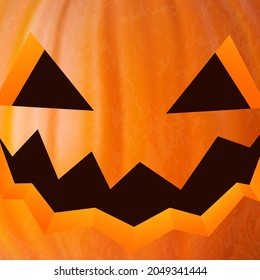 Halloween pumpkin with scary face. Vector background