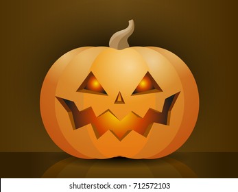 Halloween pumpkin with scary face. Vector cartoon Illustration
