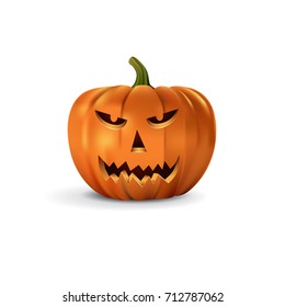 Halloween pumpkin with scary face. Vector halloween design element.