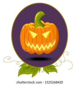 The halloween pumpkin. Scary pumpkin faces. Hand drawn cartoon illustration vector.