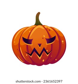 A Halloween pumpkin with a scary facial expression.The symbol of the Halloween holiday.Vector illustration.