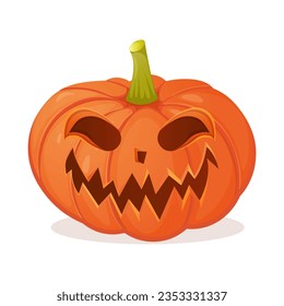 Halloween pumpkin with scary smile isolated on white