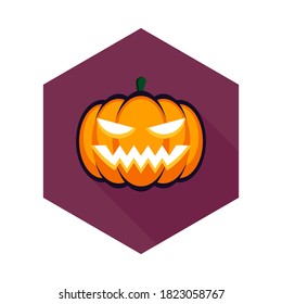 Halloween pumpkin, scary or spooky creepy pumpkins, Halloween holiday. Isolated icon. Flat style vector illustration.