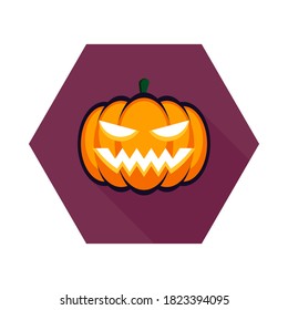 Halloween pumpkin, scary or spooky creepy pumpkins, Halloween holiday. Isolated icon. Flat style vector illustration.