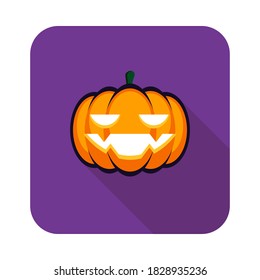 Halloween pumpkin, scary or spooky creepy pumpkins, Halloween holiday. Isolated icon. Flat style vector illustration.