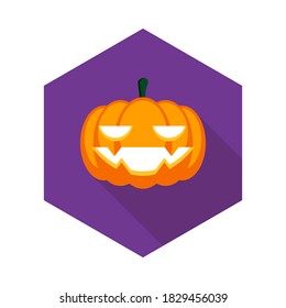 Halloween pumpkin, scary or spooky creepy pumpkins, Halloween holiday. Isolated icon. Flat style vector illustration.