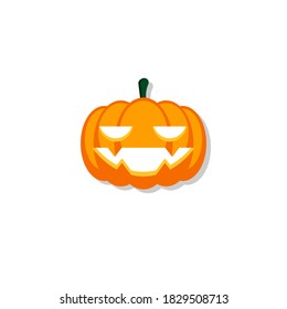Halloween pumpkin, scary or spooky creepy pumpkins, Halloween holiday. Shadow design. Isolated icon. Flat style vector illustration.