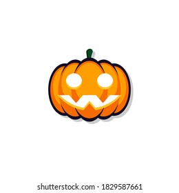 Halloween pumpkin, scary or spooky creepy pumpkins, Halloween holiday. Shadow design. Isolated icon. Flat style vector illustration.
