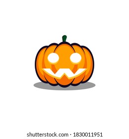 Halloween pumpkin, scary or spooky creepy pumpkins, Halloween holiday. Shadow design. Isolated icon. Flat style vector illustration.
