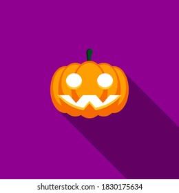 Halloween pumpkin, scary or spooky creepy pumpkins, Halloween holiday. Isolated icon. Flat style vector illustration.