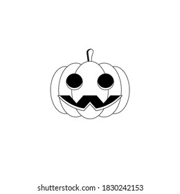 Halloween pumpkin, scary or spooky creepy pumpkins, Halloween holiday. Black outline design. Isolated icon. Flat style vector illustration.