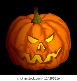 Halloween pumpkin with scary. Vector.