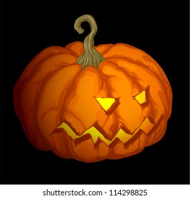 Halloween pumpkin with scary. Vector.
