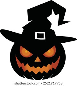 Halloween pumpkin seamless banner. Spooky squash lanterns silhouettes, Halloween flat vector Icon