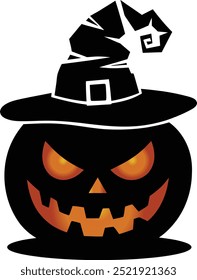 Banner sem costura de abóbora de Halloween. Silhuetas de lanternas de abóbora assustadoras, vetor plano de Halloween