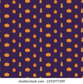 Halloween pumpkin seamless cute vector pattern 