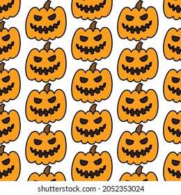 calabaza de halloween patrón de doodle sin costuras, ilustración vectorial