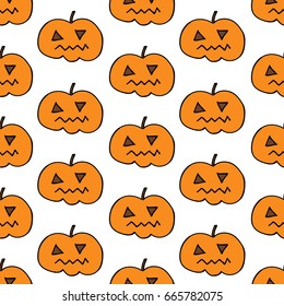 halloween pumpkin seamless doodle pattern