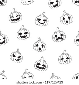 Halloween pumpkin seamless pattern background for design.