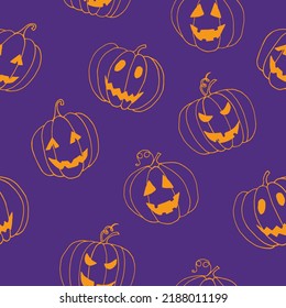 halloween pumpkin seamless pattern. background hand drawn in doodle style. holiday decor