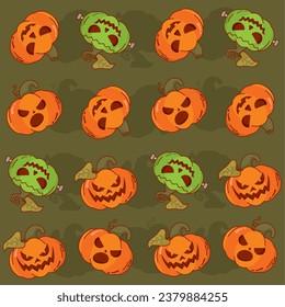 Halloween pumpkin seamless pattern background Vector