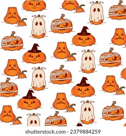 Halloween pumpkin seamless pattern background Vector